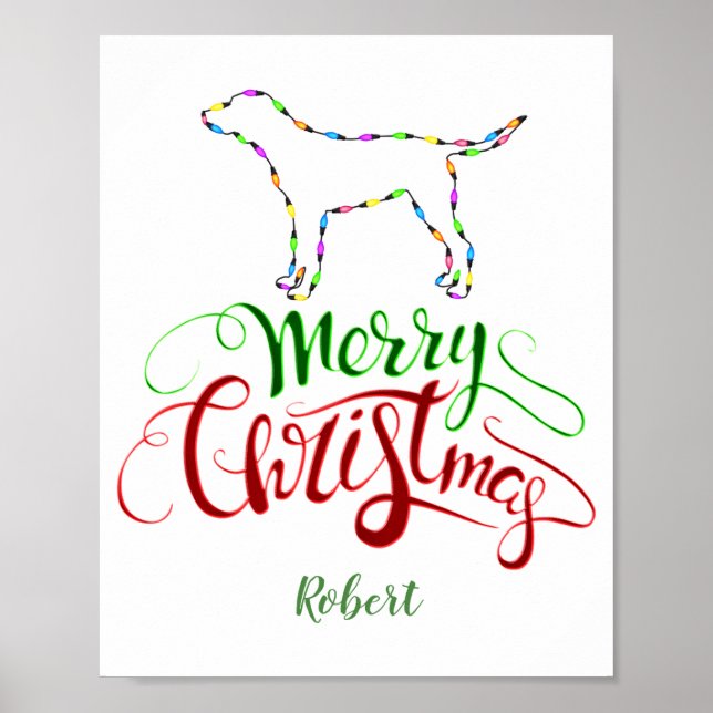 Affiche Charm Merry Christmas Light Bulbs Dog Monogram Tod (Devant)