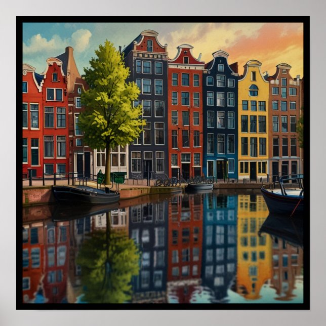 Affiche Charmant Canal d'Amsterdam (Devant)