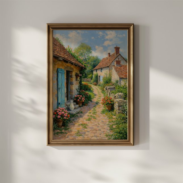 Affiche Charmant chemin de cottage de village (Créateur téléchargé)