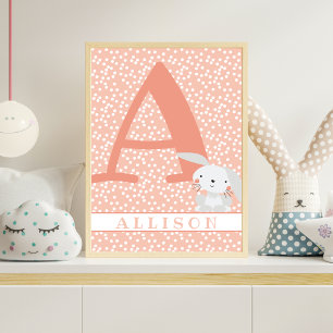 Affiche Charmant Lapin & Points Personnalisés pour la Nurs