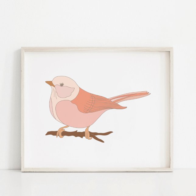 Affiche charmante d'art d'oiseau dessiné à la main (Créateur téléchargé)