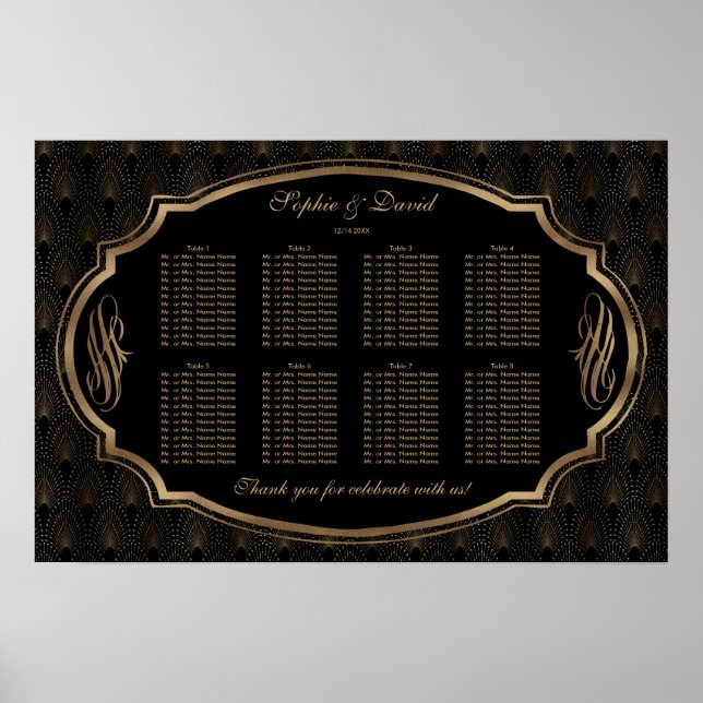 Affiche Charmante Roaring 20s Grand Gatsby Seating Chart (Devant)
