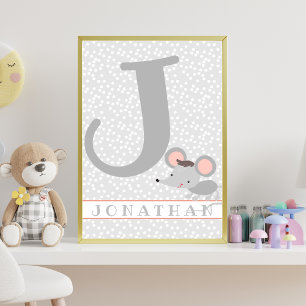 Affiche Charmante Souris & Petits Points Personnalisés Cha
