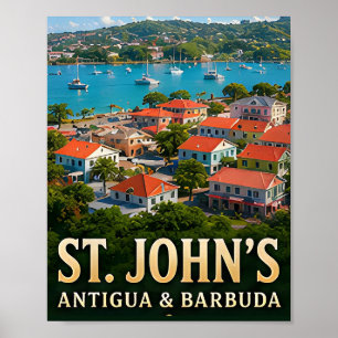 Affiche Charme caribéen du port et de l'île de St. John's