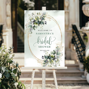 Affiche Charme Classique Vert Doré Bienvenue Mariage