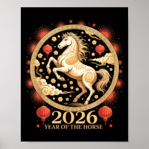 Affiche Charme de fille lunaire année du cheval 2026 migno