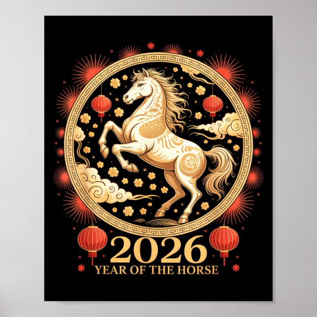 Affiche Charme de fille lunaire année du cheval 2026 migno (Devant)