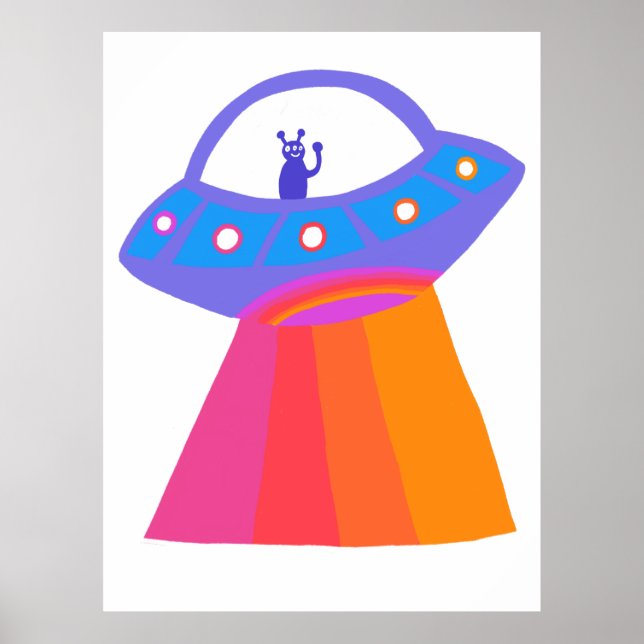 Affiche Charme Espace Aliens Martiens UFO mignon (Devant)