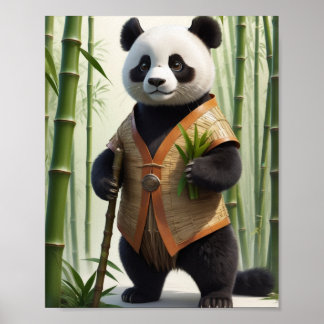 Affiche Charme Panda En Bambou