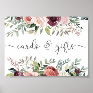 Affiche Charme rustique Bourgogne Blush rose Mariage Flora