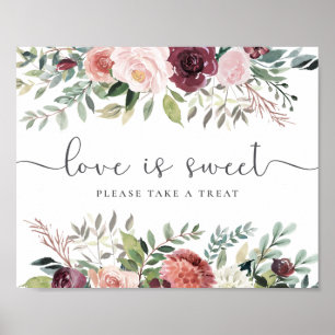 Affiche Charme rustique Bourgogne Blush rose Mariage Flora