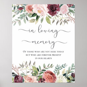 Affiche Charme rustique Bourgogne Blush rose Mariage Flora