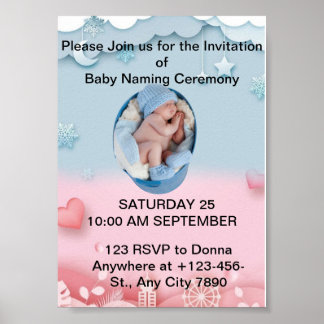 Affiche Charming Baby Naming Ceremony Invitation