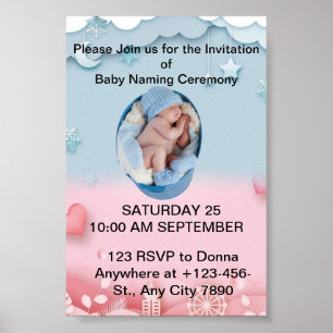 Affiche Charming Baby Naming Ceremony Invitation