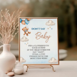 Affiche Charming Blue Bear Ne Dit Baby shower Jeu