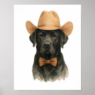 Affiche Charming Chien Cowboy en Cravate Casquette et Bow