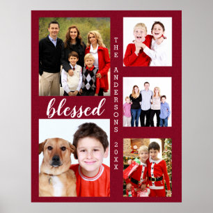Affiche Charming Holiday Famille Photo Collage Monogramme