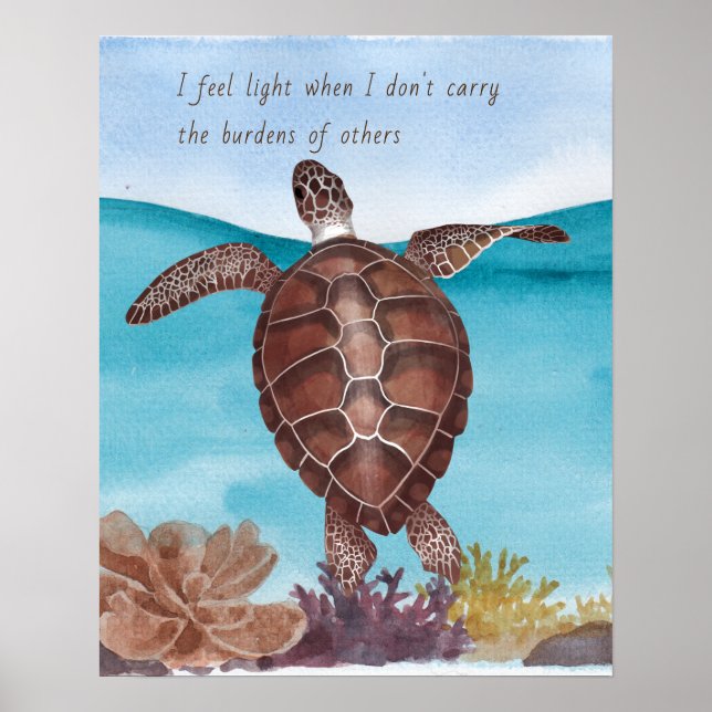 Affiche Charming Inspiration Aquarelle Tortue de mer (Devant)