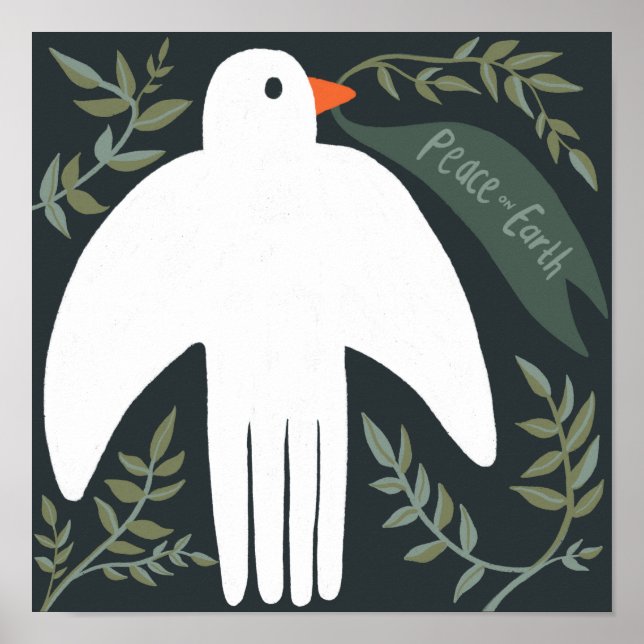 Affiche Charming Peace Dove Christmas Xmas Holiday Bird (Devant)