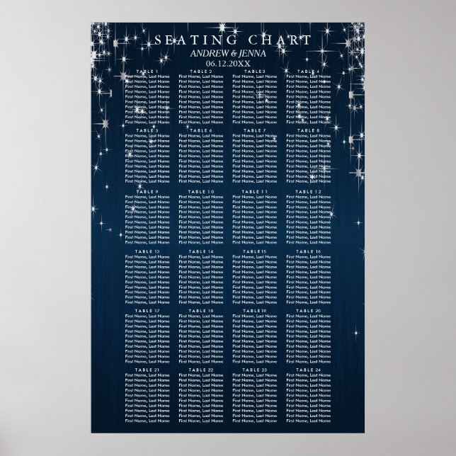 Affiche Charming Star Struck Mariage - 24 Seating Chart (Devant)