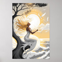 Charming Sweet Mermaid Assis sous le soleil