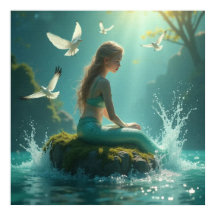 Charming Sweet Mermaid Assis sous le soleil