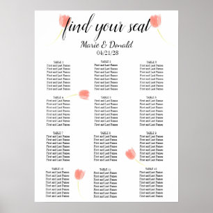 Affiche Chart de placement aux élégantes tulipes roses ten