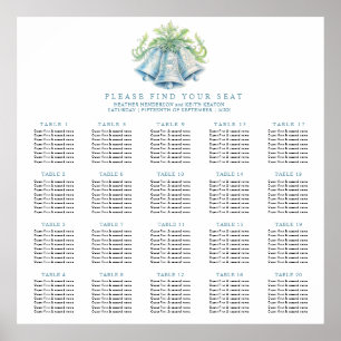 Affiche Chart de placement de mariage avec 20 tables cloch