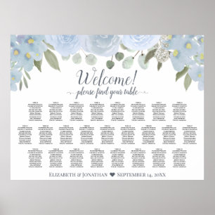Affiche Chart de placement de table de 25 Roses rustiques 