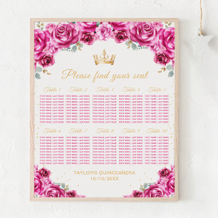 Affiche Chart de placement de table Princesse Rose Quincea