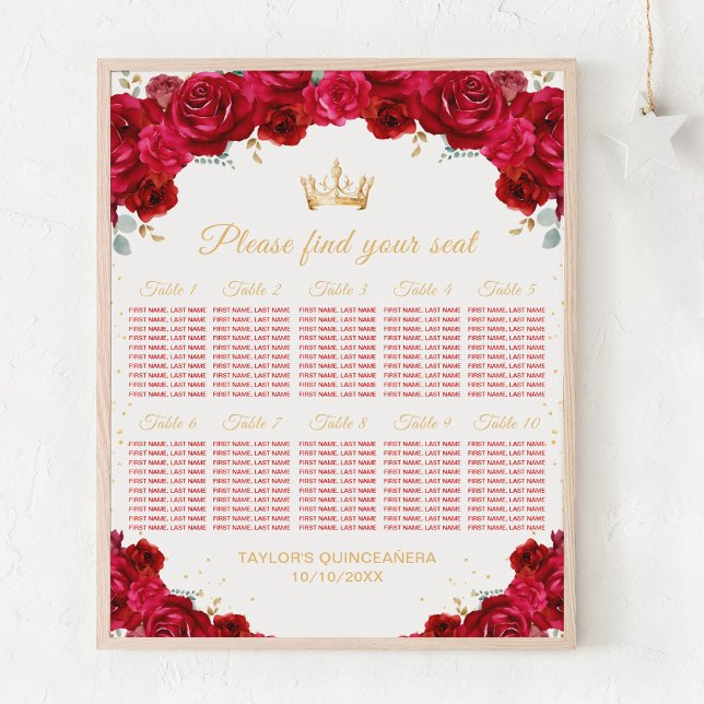 Affiche Chart de placement de table Princesse Rouge Quince (Créateur téléchargé)