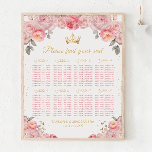 Affiche Chart de placement des 8 tables pour la Quinceañer (Créateur téléchargé)