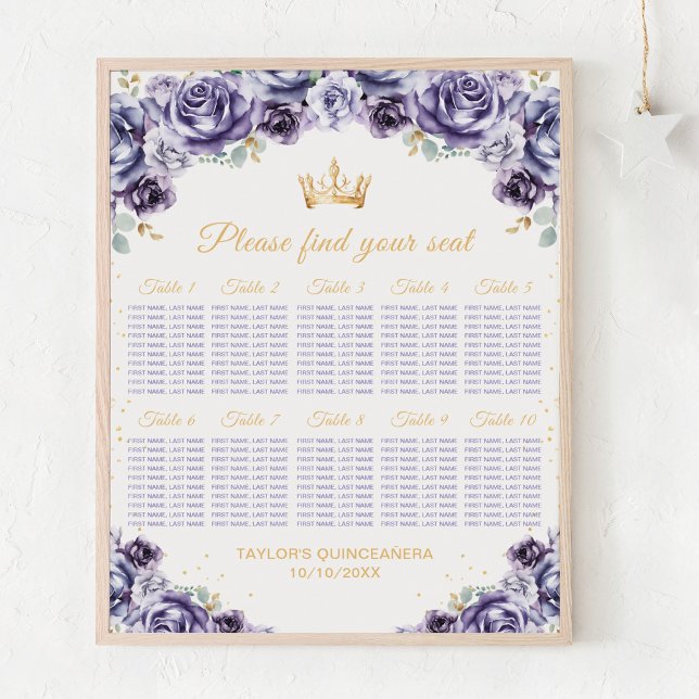 Affiche Chart de sièges de table de Quinceañera de la Prin (Créateur téléchargé)