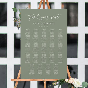 Affiche Chart de Sièges Élégant Vert Sauge 19 tables