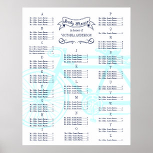 Affiche Chart de sièges pour invités de Baby Shower Vintag