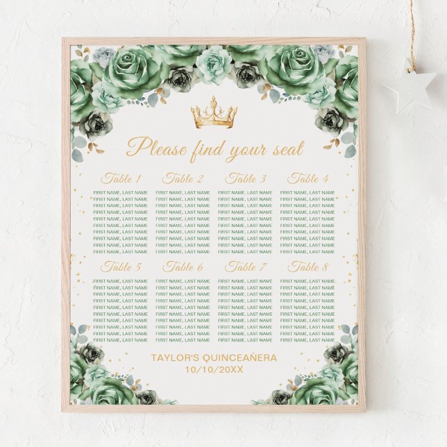 Affiche Charte de placement de table de Quinceañera de la  (Créateur téléchargé)