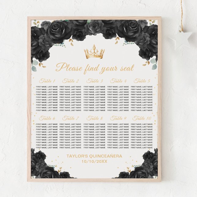 Affiche Charte de placement de table de Quinceañera de la  (Créateur téléchargé)