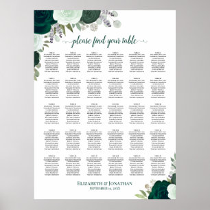 Affiche Chartes de sièges de mariage chic aux roses émerau
