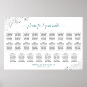 Affiche Chartre de mariage à table de 26 places Frilly Bla