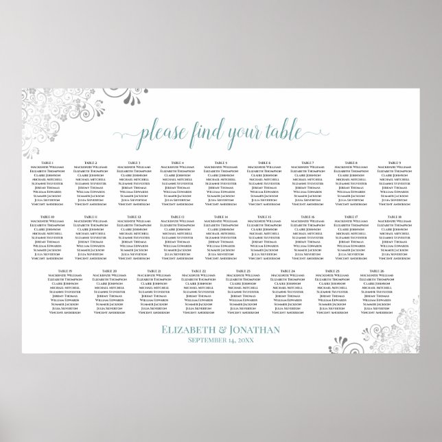 Affiche Chartre de mariage à table de 26 places Frilly Bla (Devant)