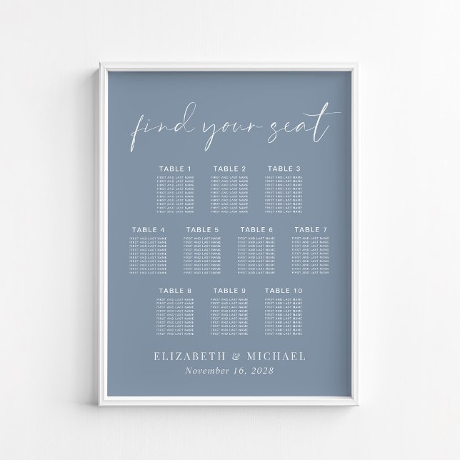 Affiche Chartre de placement de mariage élégante poussiére (Créateur téléchargé)
