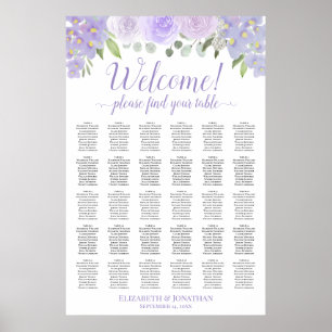 Affiche Chartre de placement de mariage floral lavande pou