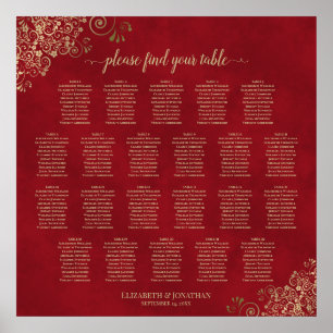 Affiche Chartre de placement de mariage pour table rouge 2