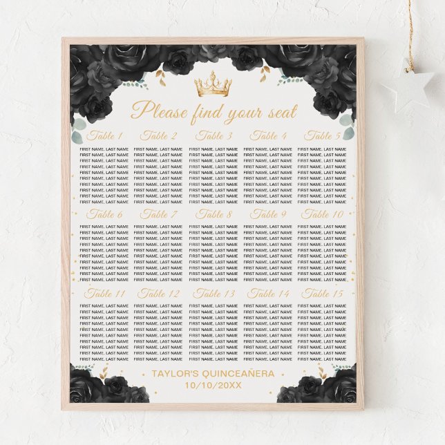 Affiche Chartre de placement de table de Quinceañera de la (Créateur téléchargé)