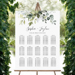 Affiche Chartre de sièges de mariage élégant avec verdure<br><div class="desc">La conception présente un bouquet de verdure à l'aquarelle, d'eucalyptus et d'une plante succulente sur fond blanc. La conception présente une verdure dans des nuances de bleu poussiéreux et de diverses couleurs vertes. Consultez le lien de la collection sur cette page pour voir tous les articles assortis dans ce beau...</div>
