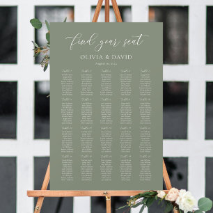 Affiche Chartre de Sièges Élégant Vert Sauge 20 tables