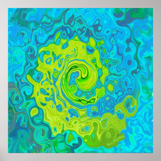 Affiche Chartreuse Groovy et Tourbillon de Liquide Aquamar (Devant)