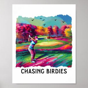 Affiche Chasing Birdies Filles Filles Golfeur Golfing