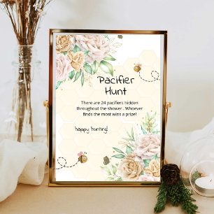 Affiche Chasse à la suce d'abeilles à fleurs baby shower d
