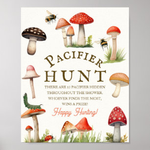 Affiche Chasse à la Tétine Bébé Garçon Petit Champignon Am
